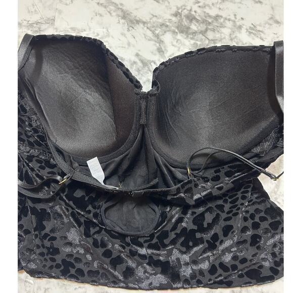 Castle Women's V Neck Leopard Black High Cut Underwire Bodysuit 2X Lingerie NWT - Picture 6 of 9